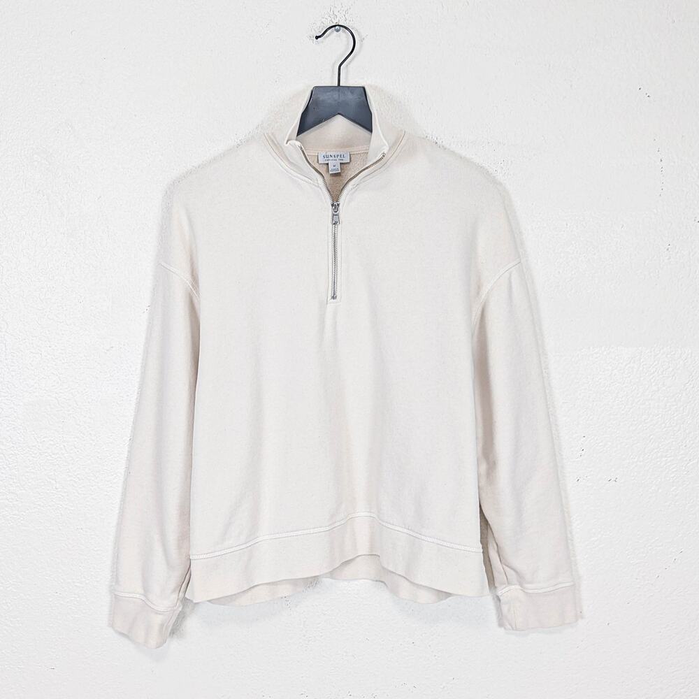 SUNSPEL Half Zip Loopback Sweatshirt Undyed beige size Medium